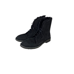 Women's UGG Black Suede Lace Up Boots Size 8
